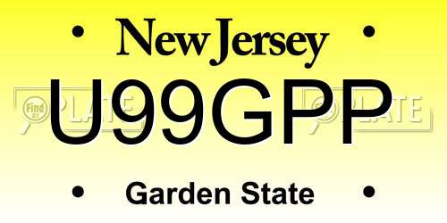 U99GPP New Jersey License Plate