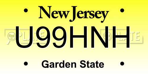 U99HNH New Jersey License Plate