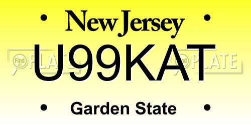 U99KAT New Jersey License Plate
