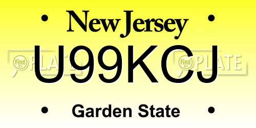 U99KCJ New Jersey License Plate