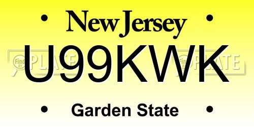 U99KWK New Jersey License Plate