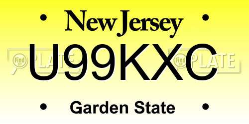 U99KXC New Jersey License Plate