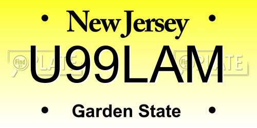 U99LAM New Jersey License Plate