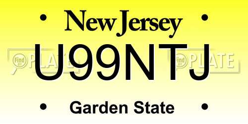 U99NTJ New Jersey License Plate