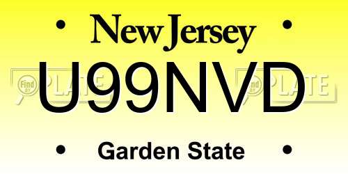 U99NVD New Jersey License Plate