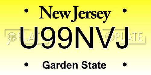 U99NVJ New Jersey License Plate