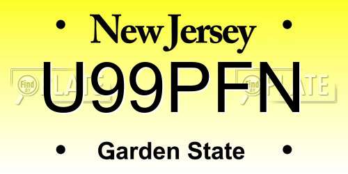 U99PFN New Jersey License Plate