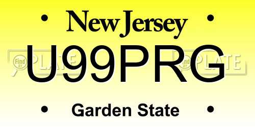 U99PRG New Jersey License Plate