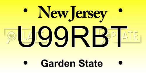 U99RBT New Jersey License Plate