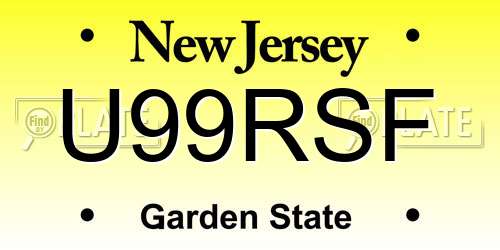U99RSF New Jersey License Plate