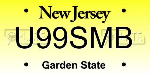 U99SMB New Jersey License Plate