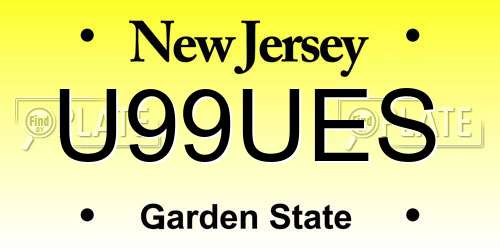 U99UES New Jersey License Plate
