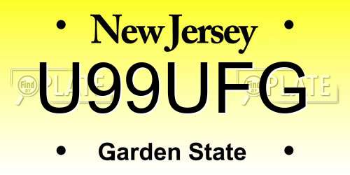 U99UFG New Jersey License Plate