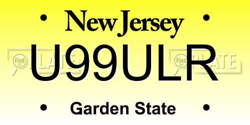 U99ULR New Jersey License Plate