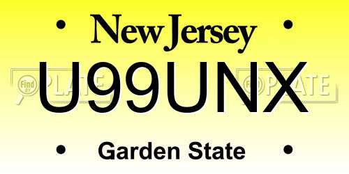 U99UNX New Jersey License Plate
