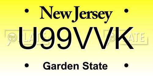 U99VVK New Jersey License Plate