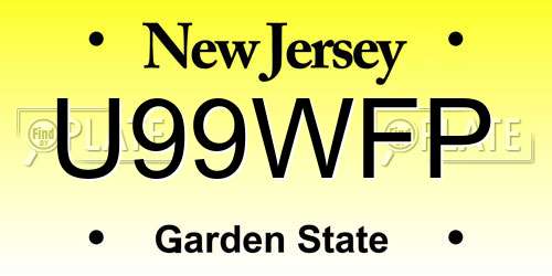 U99WFP New Jersey License Plate