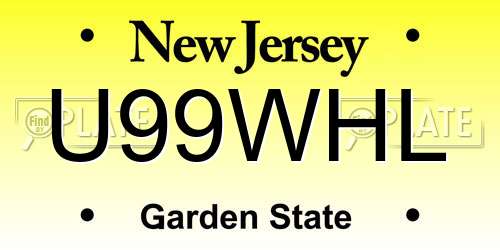 U99WHL New Jersey License Plate