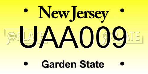 UAA009 New Jersey License Plate
