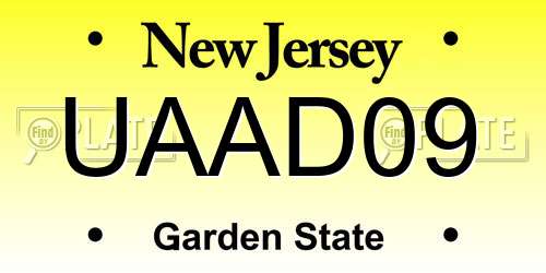 UAAD09 New Jersey License Plate