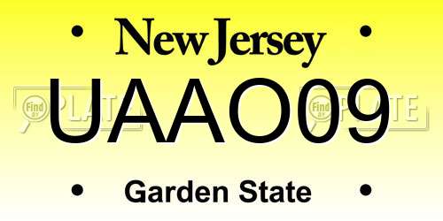 UAAO09 New Jersey License Plate