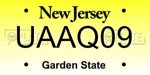 UAAQ09 New Jersey License Plate