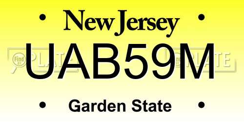UAB59M New Jersey License Plate