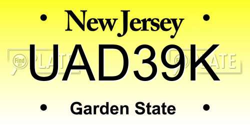 UAD39K New Jersey License Plate