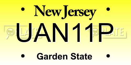 UAN11P New Jersey License Plate