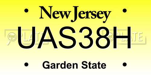 UAS38H New Jersey License Plate