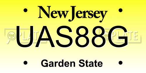 UAS88G New Jersey License Plate