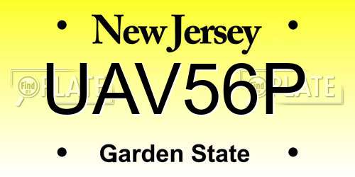 UAV56P New Jersey License Plate