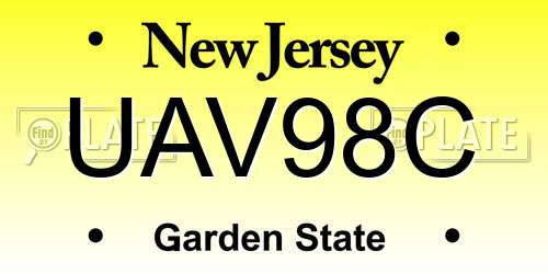 UAV98C New Jersey License Plate