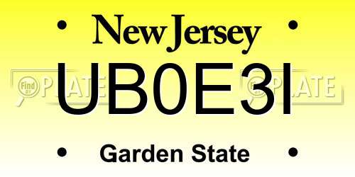 UB0E3I New Jersey License Plate