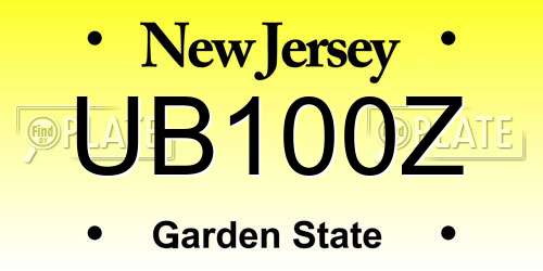 UB100Z New Jersey License Plate