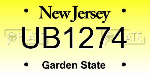UB1274 New Jersey License Plate