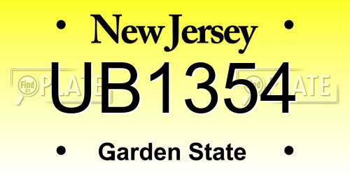 UB1354 New Jersey License Plate