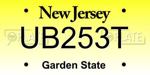 UB253T New Jersey License Plate