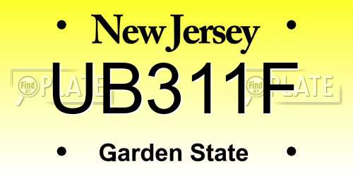 UB311F New Jersey License Plate