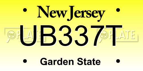 UB337T New Jersey License Plate