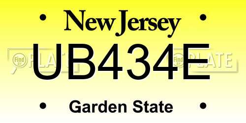 UB434E New Jersey License Plate