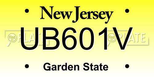 UB601V New Jersey License Plate