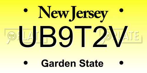 UB9T2V New Jersey License Plate