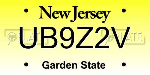 UB9Z2V New Jersey License Plate