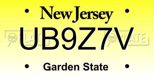 UB9Z7V New Jersey License Plate