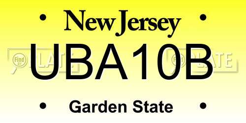 UBA10B New Jersey License Plate