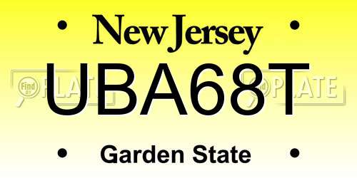 UBA68T New Jersey License Plate