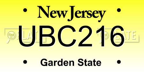 UBC216 New Jersey License Plate