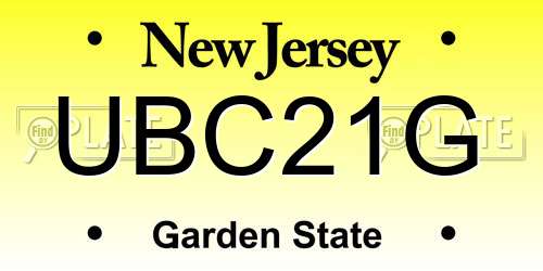UBC21G New Jersey License Plate