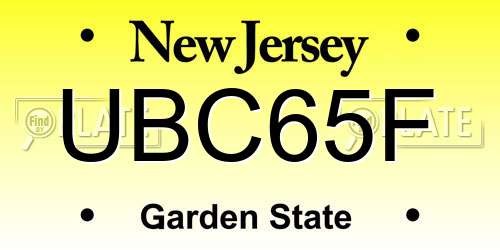 UBC65F New Jersey License Plate